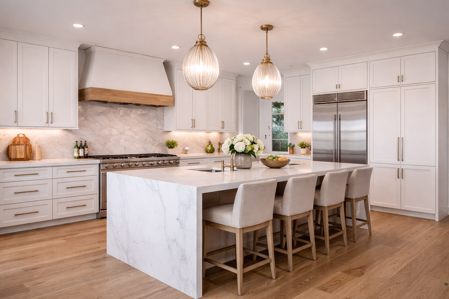 High-end kitchen remodel with custom cabinetry by Western Renovations in Roseville, California